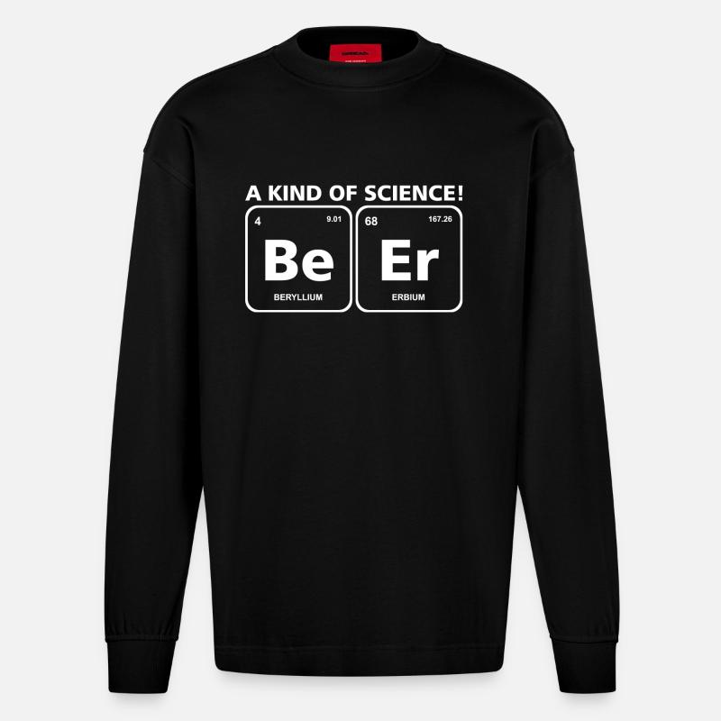 Beer/Bier Periodensystem Element Wissenschaft - Heavyweight Oversized Organic Langarmshirt Made in EU - SOLID BLACK