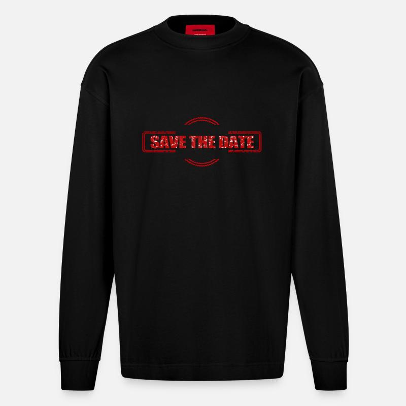 save the date - Heavyweight Oversized Organic Langarmshirt Made in EU - SOLID BLACK