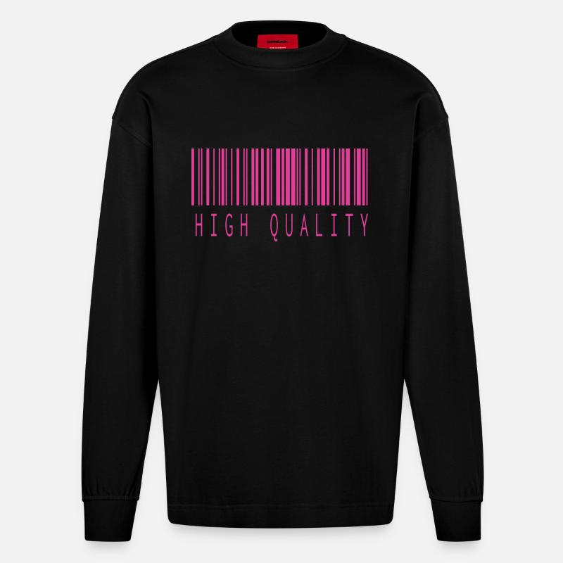 HIGH QUALITY BARCODE PINK - Heavyweight Oversized Organic Langarmshirt Made in EU - SOLID BLACK