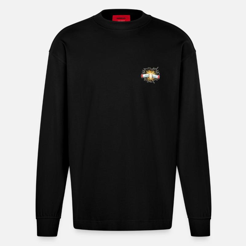 Firecracker Pyro - Heavyweight Oversized Organic Langarmshirt Made in EU - SOLID BLACK