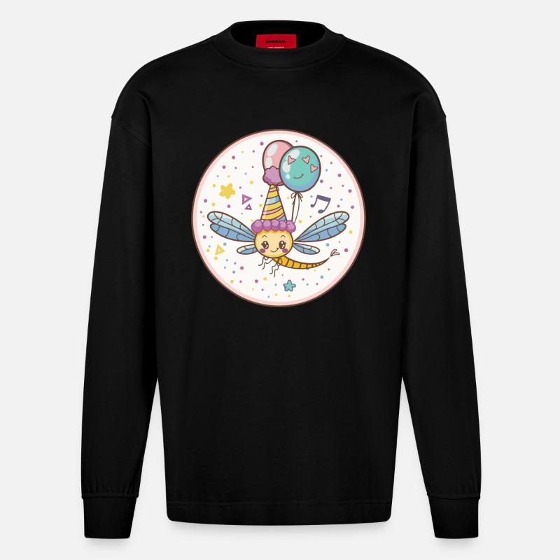 Libellule Anniversaire Bébé - Manches longues bio épais oversize fabriqué en UE - SOLID BLACK