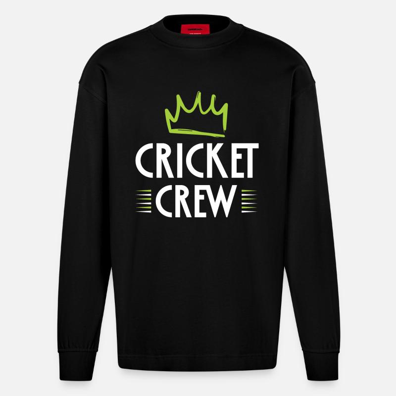 Équipe de cricket - Manches longues bio épais oversize fabriqué en UE - SOLID BLACK