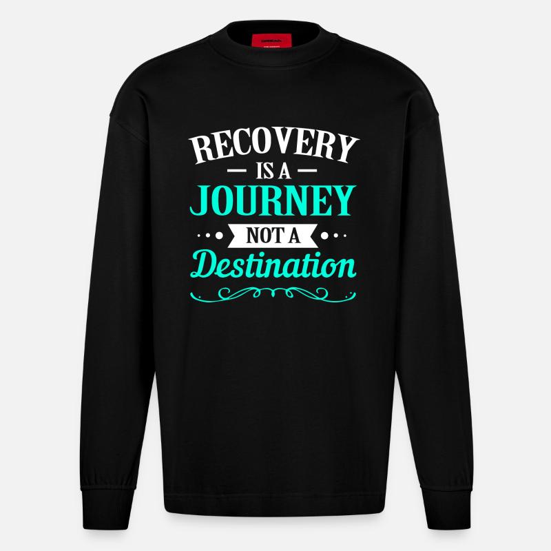 Drogenfrei Sucht Süchtig - Heavyweight Oversized Organic Langarmshirt Made in EU - SOLID BLACK