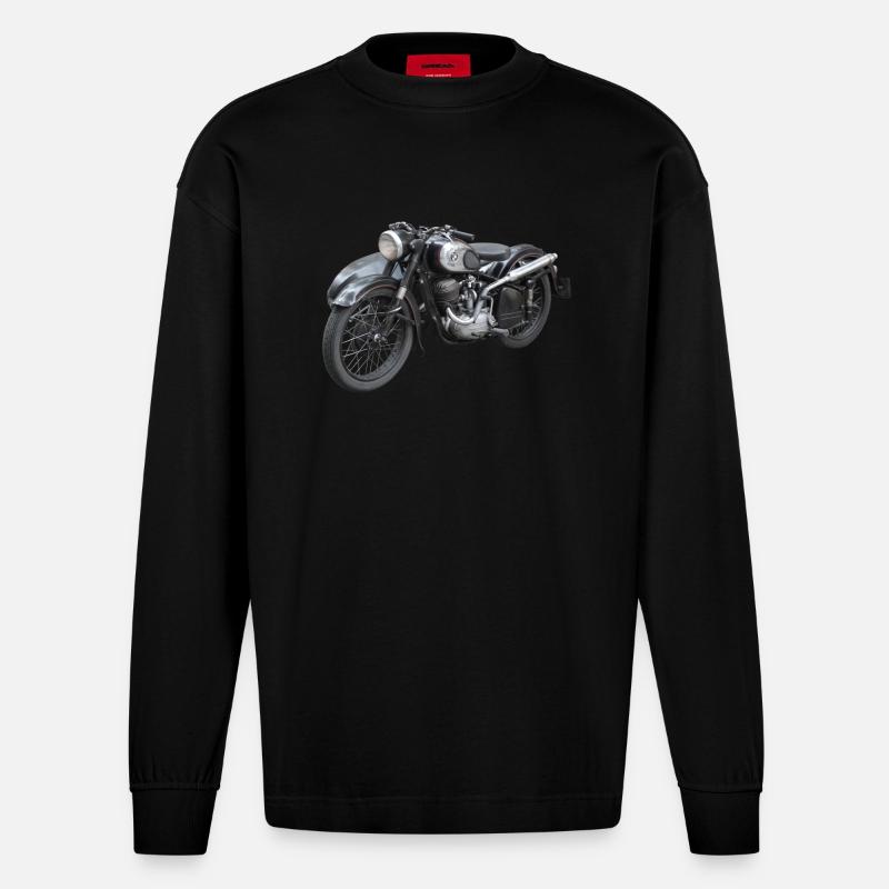motorcycle - Heavyweight Oversized Organic Longsleeve Shirt Made in EU - SOLID BLACK