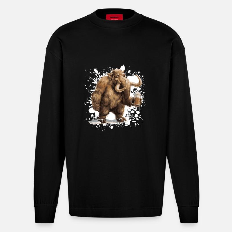Mammut Bière Funny - Manches longues bio épais oversize fabriqué en UE - SOLID BLACK
