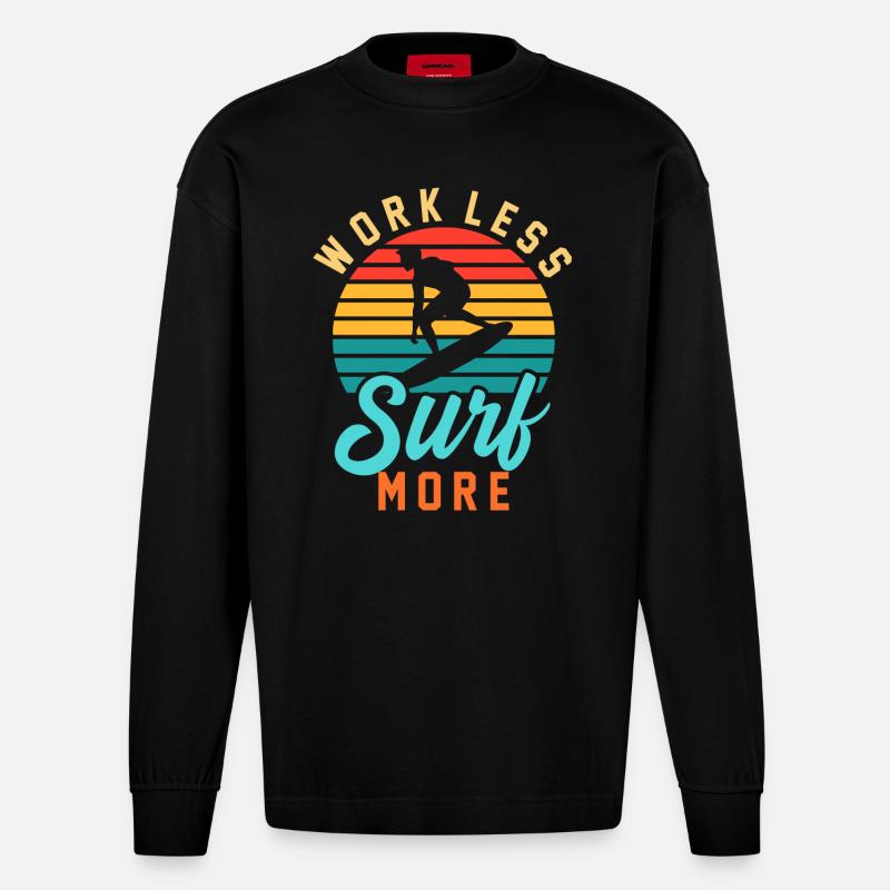 Planche de surf d'été - Manches longues bio épais oversize fabriqué en UE - SOLID BLACK