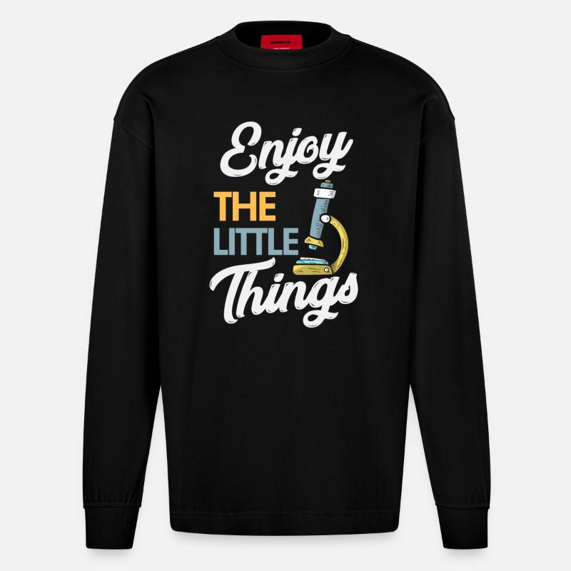 Science Research Microscope - Heavyweight Oversized Organic Longsleeve Shirt Made in EU - SOLID BLACK