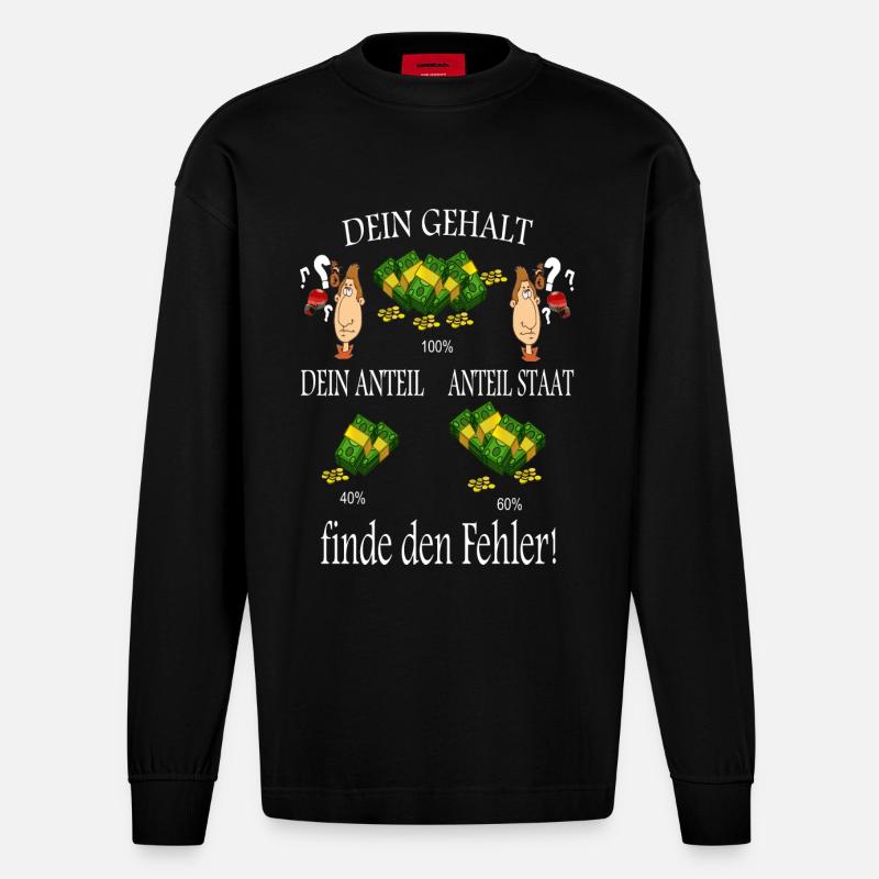 Finde den Fehler ! - Heavyweight Oversized Organic Langarmshirt Made in EU - SOLID BLACK