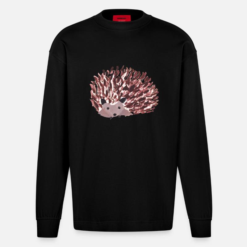 Hérisson - Manches longues bio épais oversize fabriqué en UE - SOLID BLACK