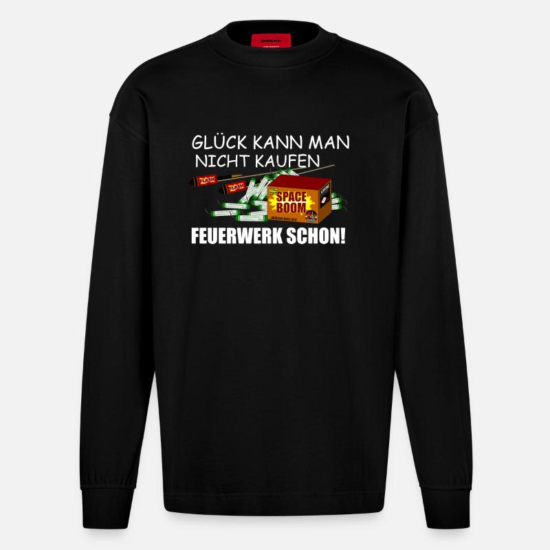 Fireworks can be bought - Heavyweight Oversized Organic Longsleeve Shirt Made in EU - SOLID BLACK