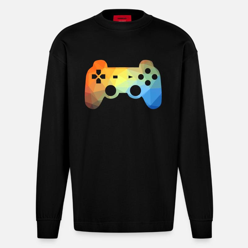Bunter Gaming Controller - Heavyweight Oversized Organic Langarmshirt Made in EU - SOLID BLACK