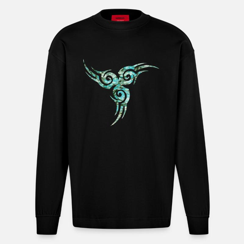 keltisches symbol 17 e 247 - Heavyweight Oversized Organic Langarmshirt Made in EU - SOLID BLACK