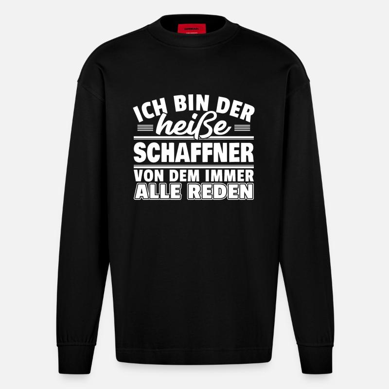 Heißer Schaffner - Heavyweight Oversized Organic Langarmshirt Made in EU - SOLID BLACK