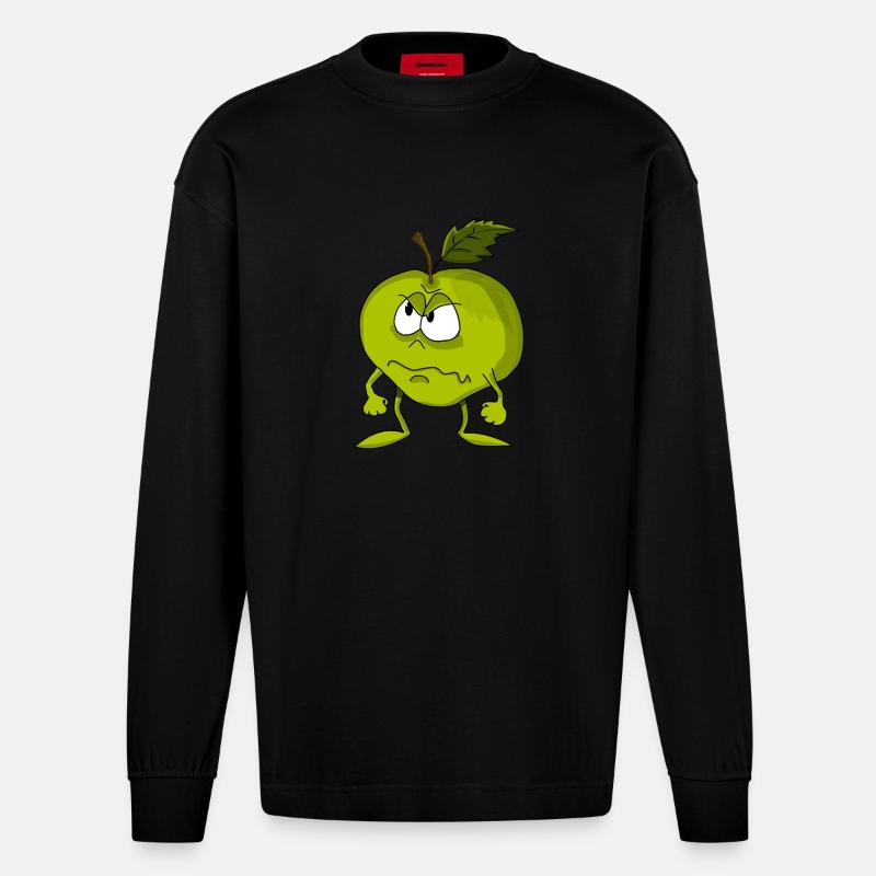Wütender Apfel - Heavyweight Oversized Organic Langarmshirt Made in EU - SOLID BLACK