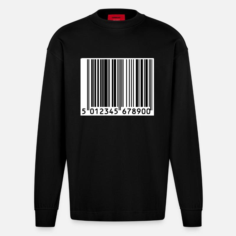 code à barres - Manches longues bio épais oversize fabriqué en UE - SOLID BLACK