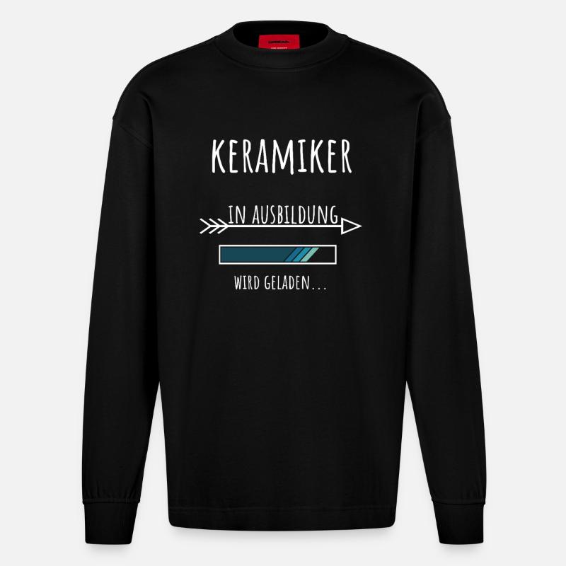 Keramiker Ausbildung Beruf Geschenk - Heavyweight Oversized Organic Langarmshirt Made in EU - SOLID BLACK