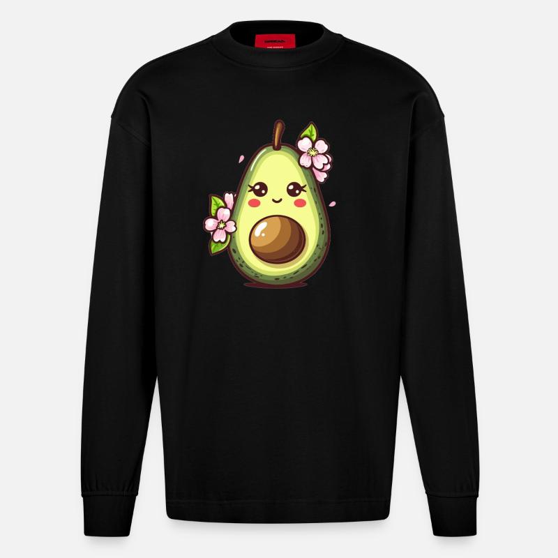 Fruit esthétique de l’avocat - Manches longues bio épais oversize fabriqué en UE - SOLID BLACK