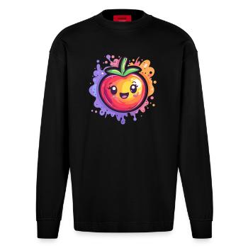 Tomate avec éclaboussure - Manches longues bio épais oversize fabriqué en UE - SOLID BLACK - Devant