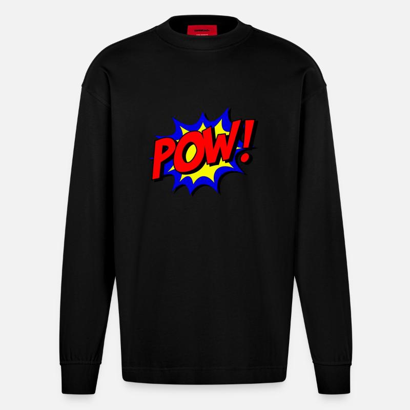 Comic-Pow - Heavyweight Oversized Organic Langarmshirt Made in EU - SOLID BLACK