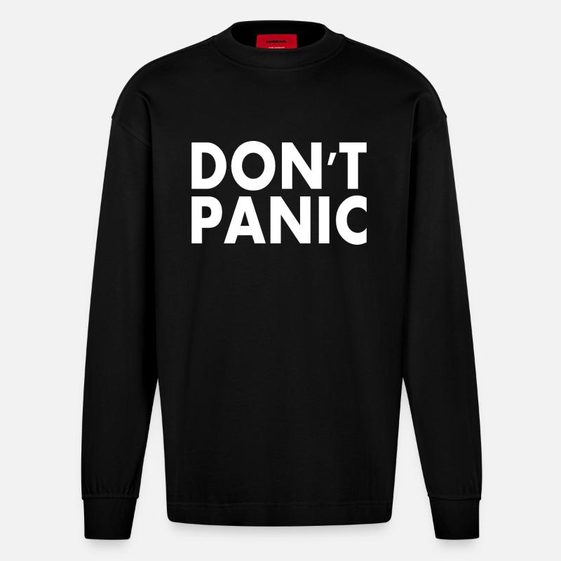 dont panic - Heavyweight Oversized Organic Langarmshirt Made in EU - SOLID BLACK