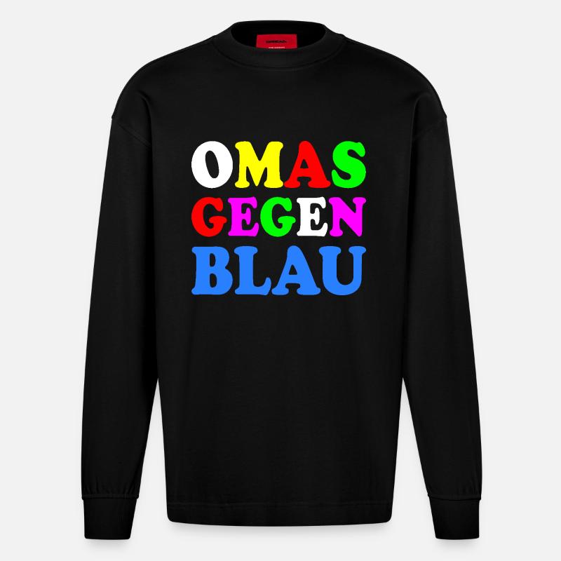 Omas gegen blau - Heavyweight Oversized Organic Langarmshirt Made in EU - SOLID BLACK
