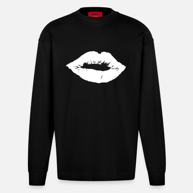 Lippen - Heavyweight Oversized Organic Langarmshirt Made in EU - SOLID BLACK