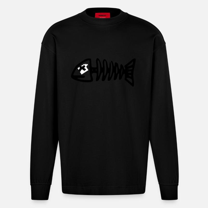 Fischgräte - Heavyweight Oversized Organic Langarmshirt Made in EU - SOLID BLACK