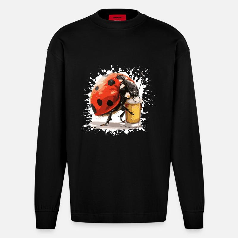 Bière Ladybug - Manches longues bio épais oversize fabriqué en UE - SOLID BLACK