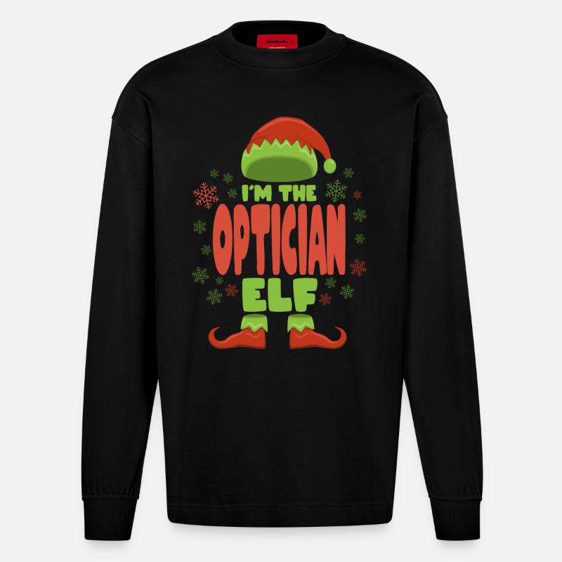 Opticien Elfe de Noël - Manches longues bio épais oversize fabriqué en UE - SOLID BLACK