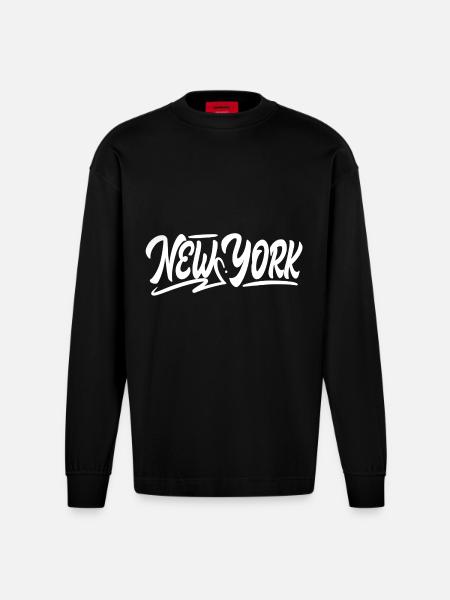 NEW YORK - Heavyweight Oversized Organic Longsleeve Shirt Made in EU - SOLID BLACK