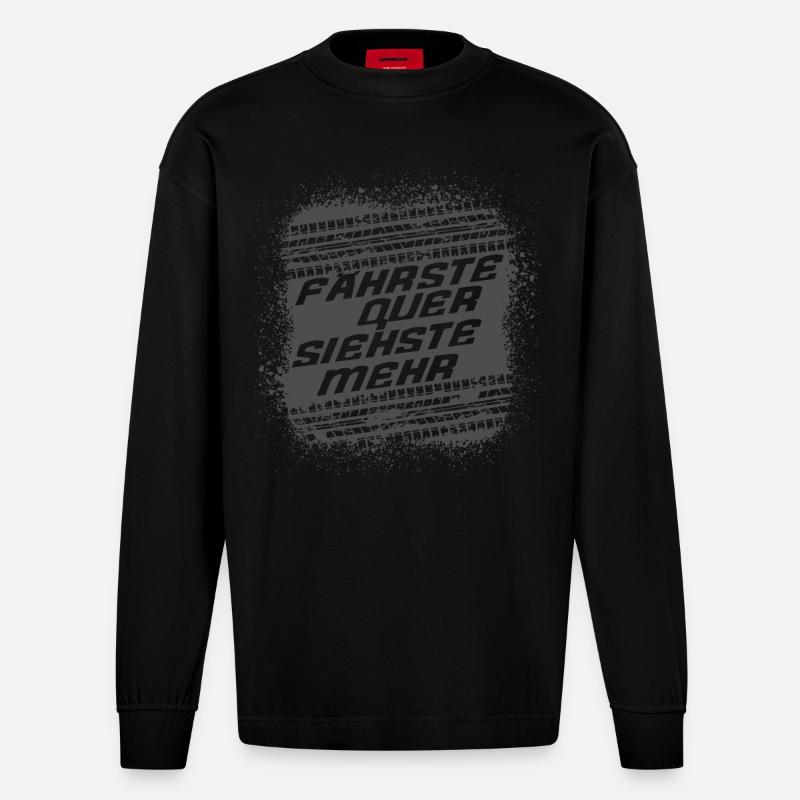 FÄHRSTE QUER SIEHSTE MEHR - Heavyweight Oversized Organic Langarmshirt Made in EU - SOLID BLACK