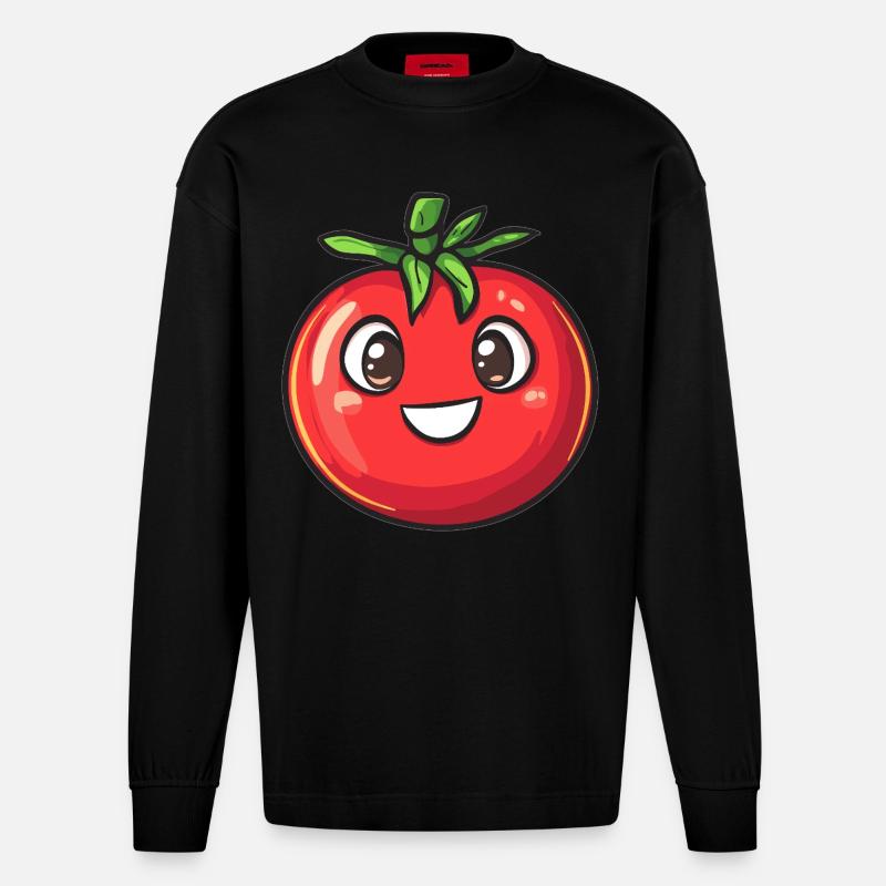 Tomate heureuse - Manches longues bio épais oversize fabriqué en UE - SOLID BLACK