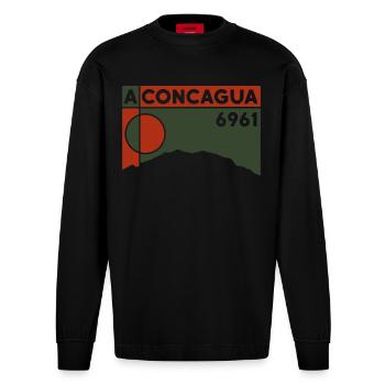 Trekking sur le volcan Cerro Aconcagua 6000 sommets des Andes - Manches longues bio épais oversize fabriqué en UE - SOLID BLACK - Devant