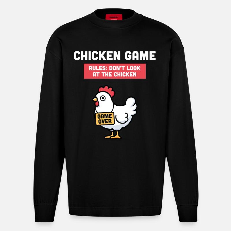 Jeu de poulet - Manches longues bio épais oversize fabriqué en UE - SOLID BLACK