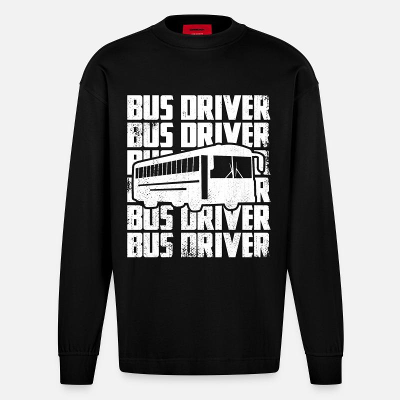 Busfahrer - Heavyweight Oversized Organic Langarmshirt Made in EU - SOLID BLACK