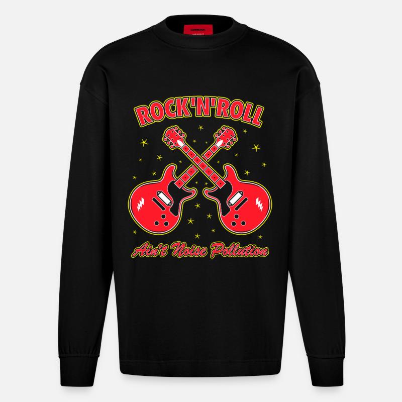 Rock 'n' Roll ist keine Lärmbelastung - Heavyweight Oversized Organic Langarmshirt Made in EU - SOLID BLACK