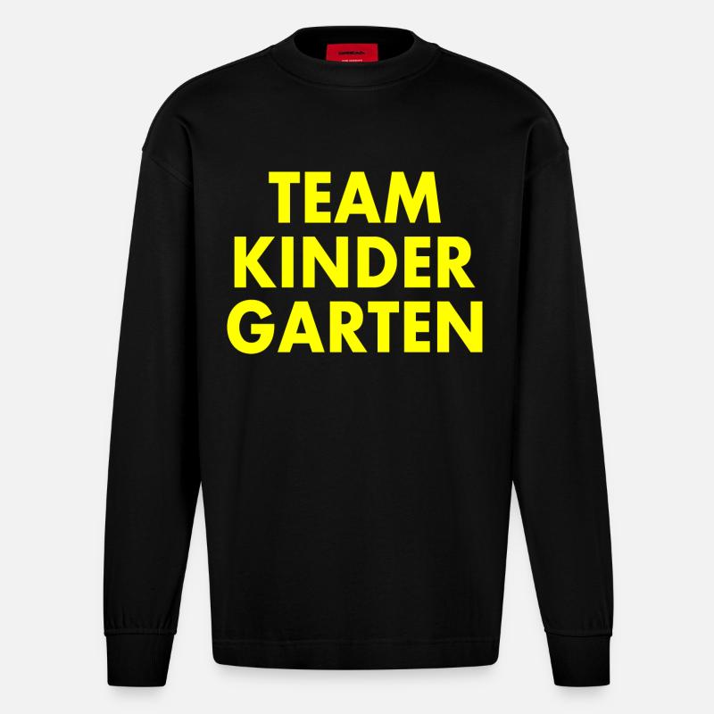 Team kindergarten - Heavyweight Oversized Organic Langarmshirt Made in EU - SOLID BLACK