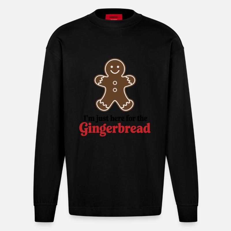 Gingerbread Lebkuchenmann Lebkuchen Weihnachten - Heavyweight Oversized Organic Langarmshirt Made in EU - SOLID BLACK
