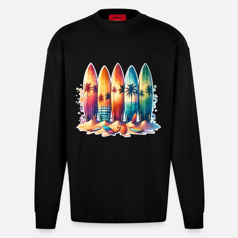 Surfen Surfer - Heavyweight Oversized Organic Langarmshirt Made in EU - SOLID BLACK