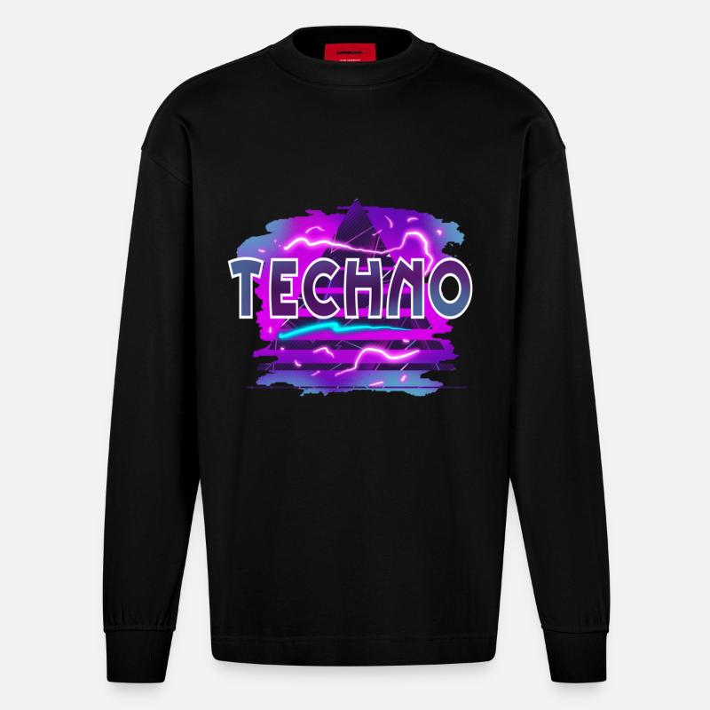 Techno - Heavyweight Oversized Organic Langarmshirt Made in EU - SOLID BLACK