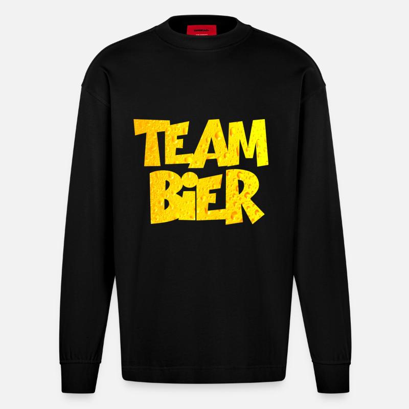 Team Bier - Heavyweight Oversized Organic Langarmshirt Made in EU - SOLID BLACK