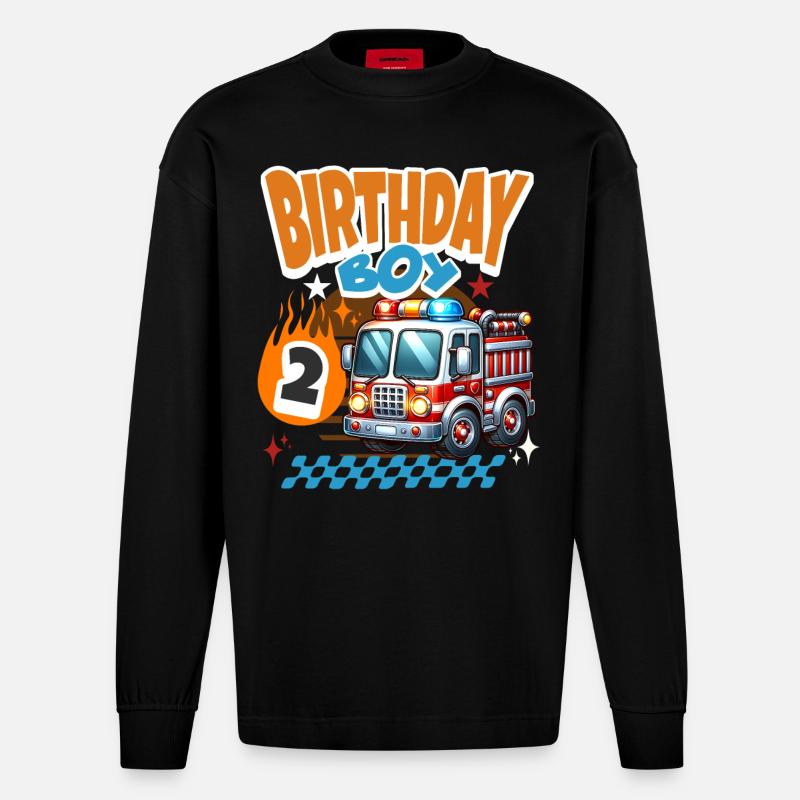 2e anniversaire des pompiers - Manches longues bio épais oversize fabriqué en UE - SOLID BLACK