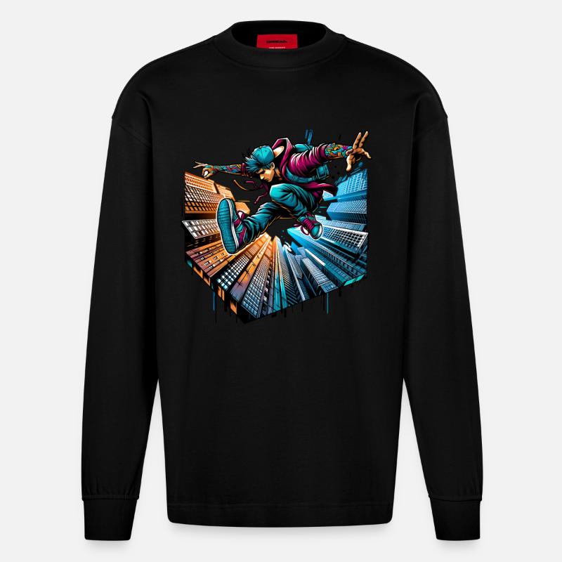 Parkour - Heavyweight Oversized Organic Langarmshirt Made in EU - SOLID BLACK