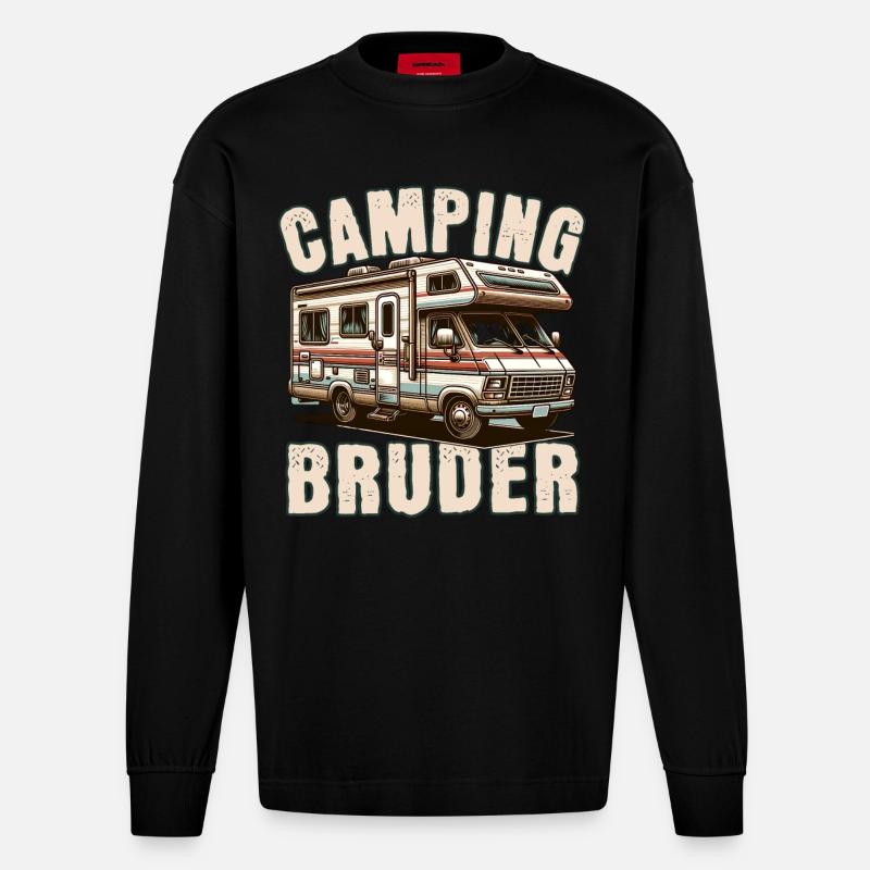 Camping Bruder - Heavyweight Oversized Organic Langarmshirt Made in EU - SOLID BLACK