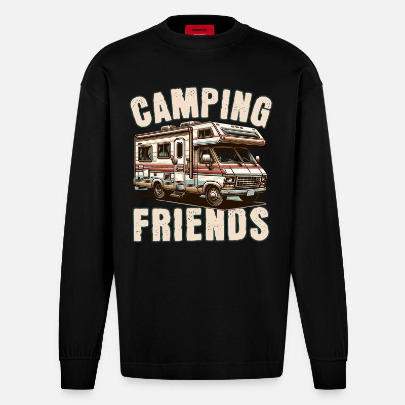 Camping - Heavyweight Oversized Organic Langarmshirt Made in EU - SOLID BLACK