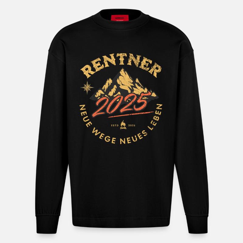 Rentner 2025 - Heavyweight Oversized Organic Langarmshirt Made in EU - SOLID BLACK