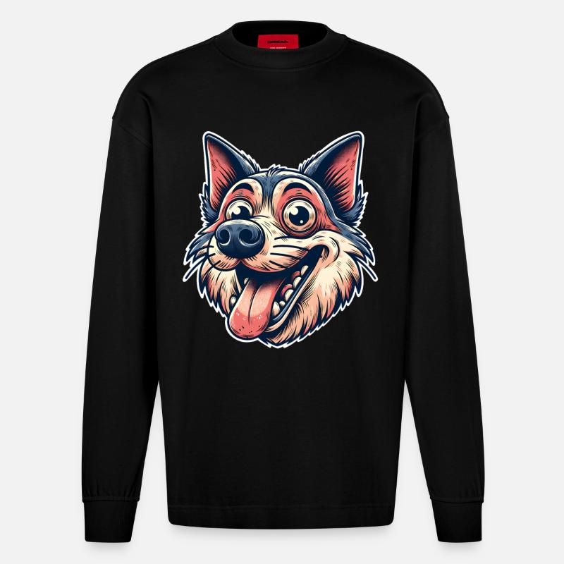 Chien - Manches longues bio épais oversize fabriqué en UE - SOLID BLACK