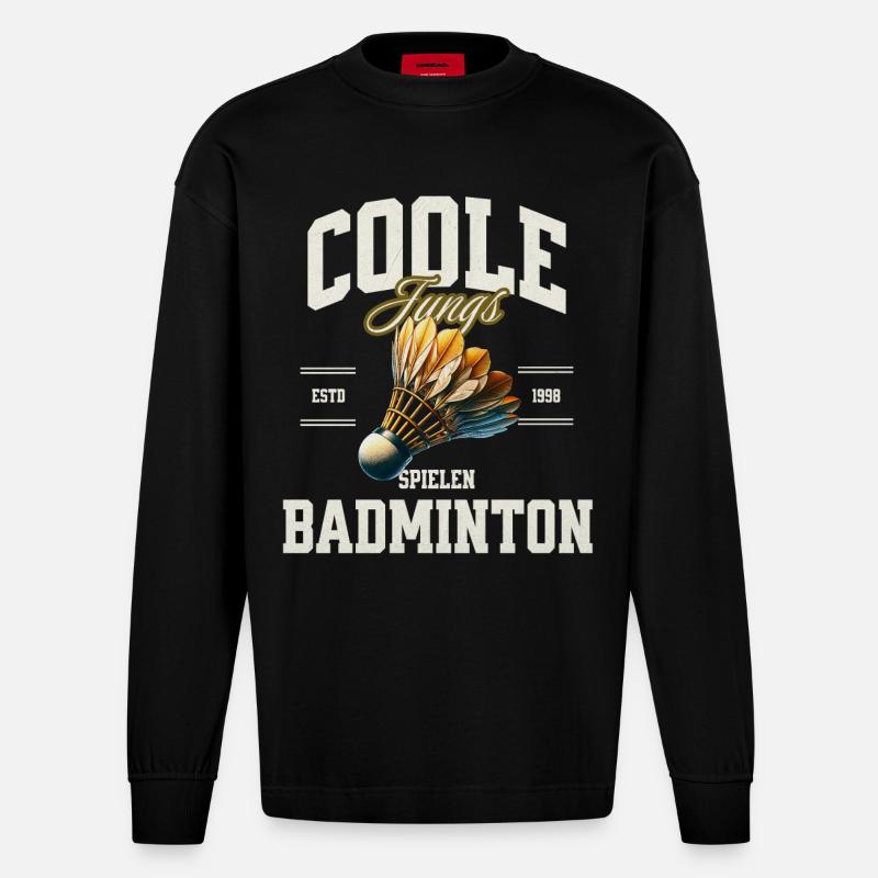 Badminton - Heavyweight Oversized Organic Langarmshirt Made in EU - SOLID BLACK