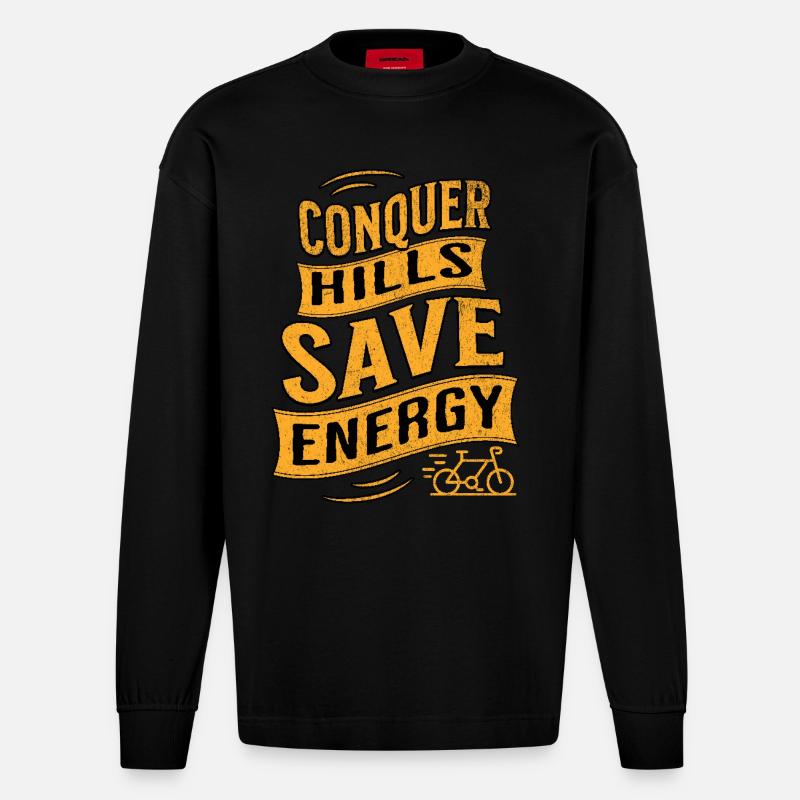 E-Bike E-Biker - Heavyweight Oversized Organic Langarmshirt Made in EU - SOLID BLACK
