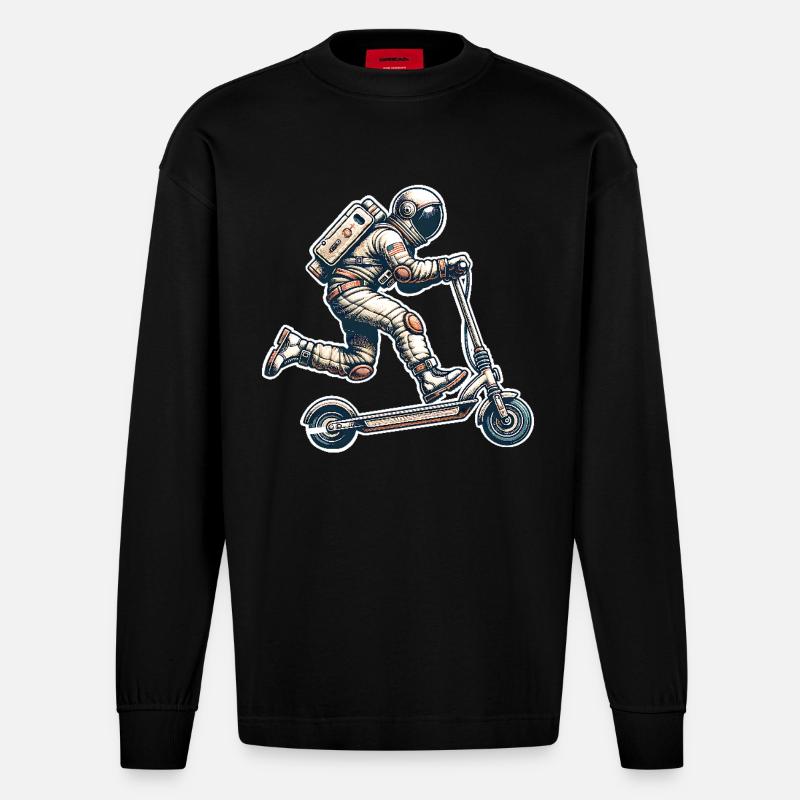 E-Scooter E-Roller Astronaut Scooter - Manches longues bio épais oversize fabriqué en UE - SOLID BLACK